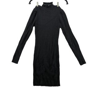 NWT Hooked Up By IOT Sweater Dress Womens M Black Mock Neck Ribbed Bodycon